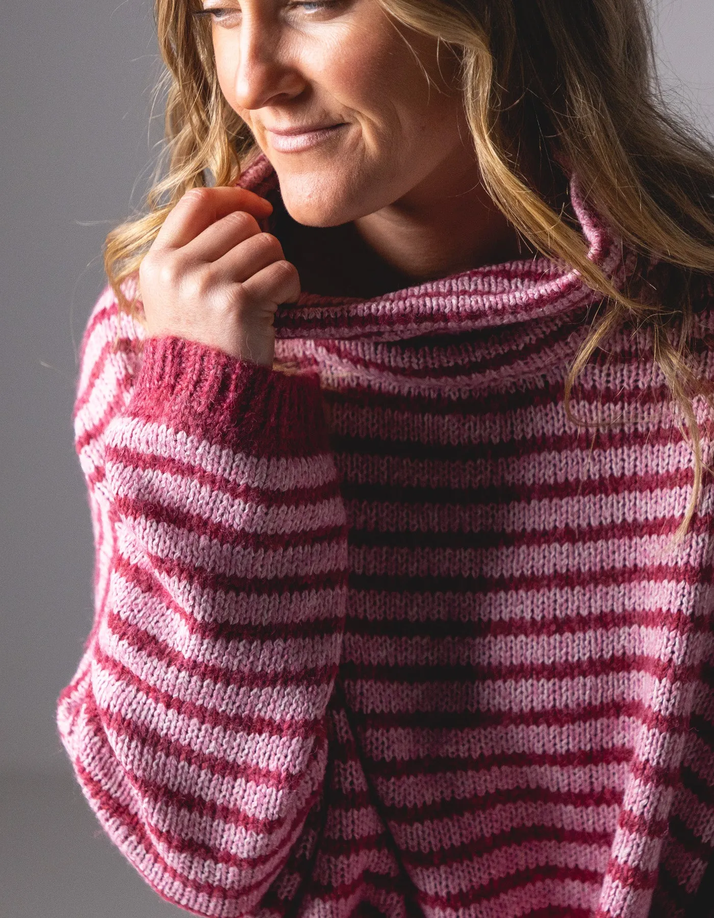 Monika Oversize Knit Jumper in Pink Stripe