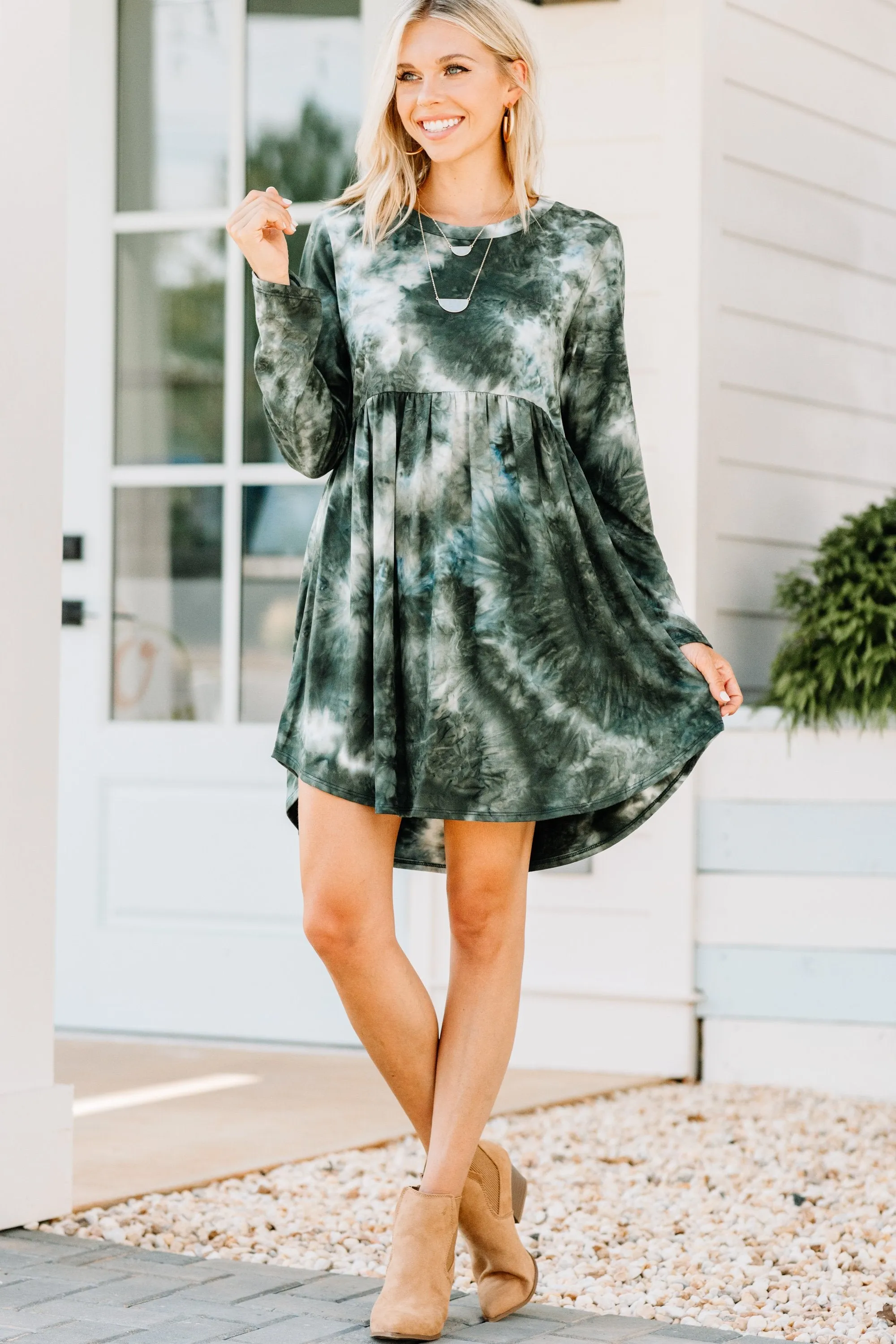 Most Important Olive Green Tie Dye Dress