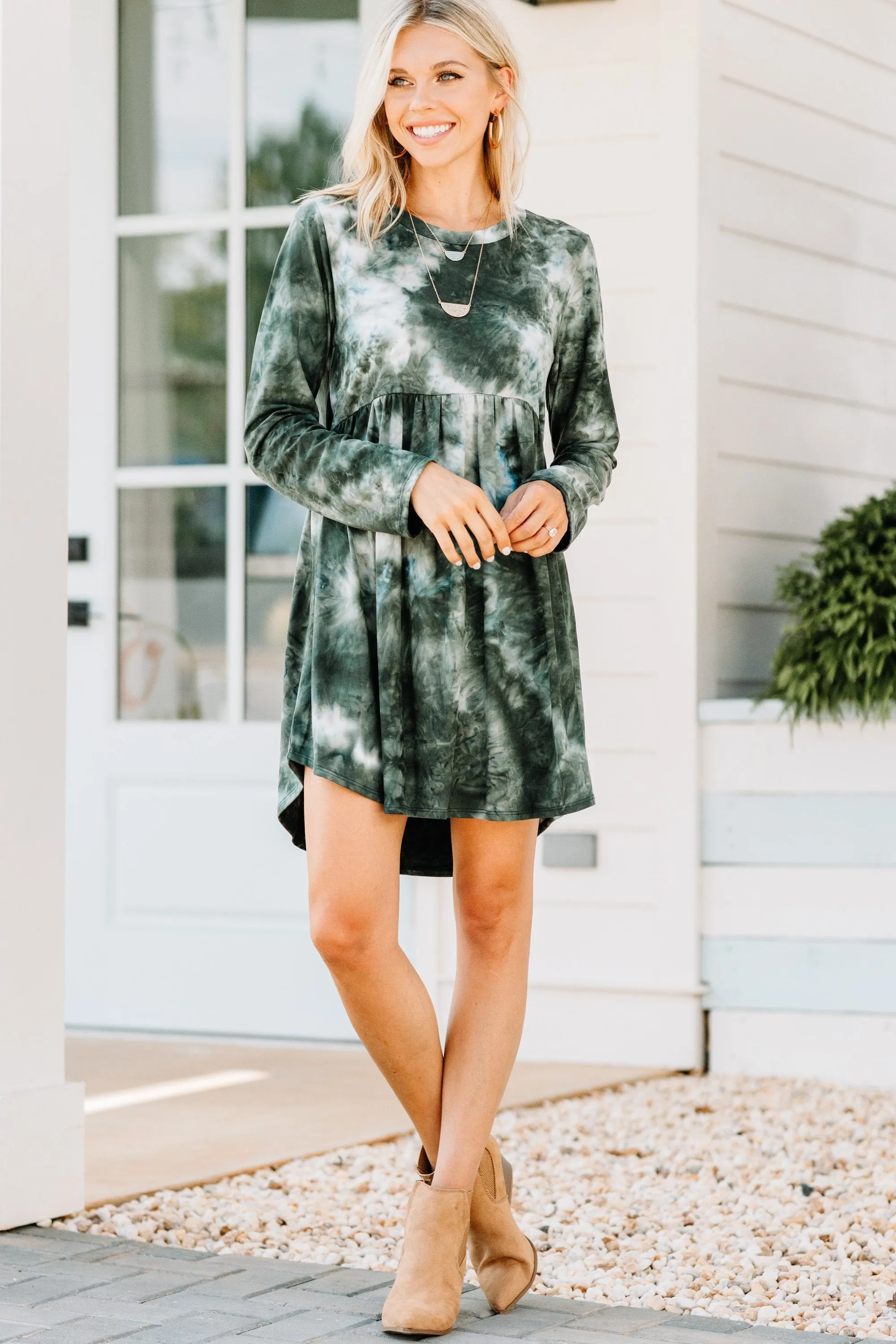 Most Important Olive Green Tie Dye Dress