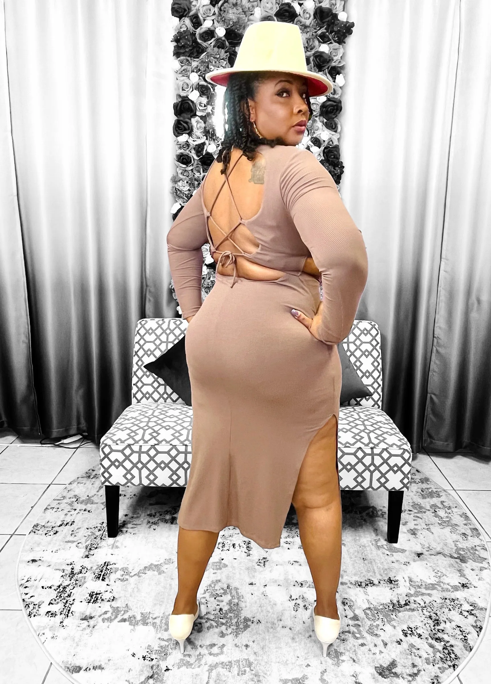 No Answer Midi Dress - Brown