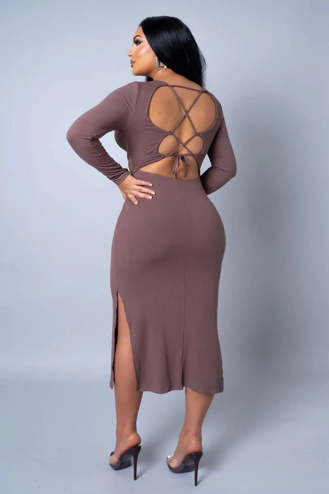 No Answer Midi Dress - Brown