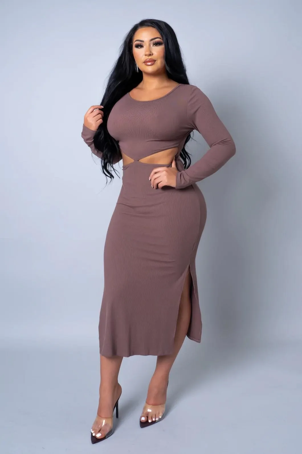 No Answer Midi Dress - Brown