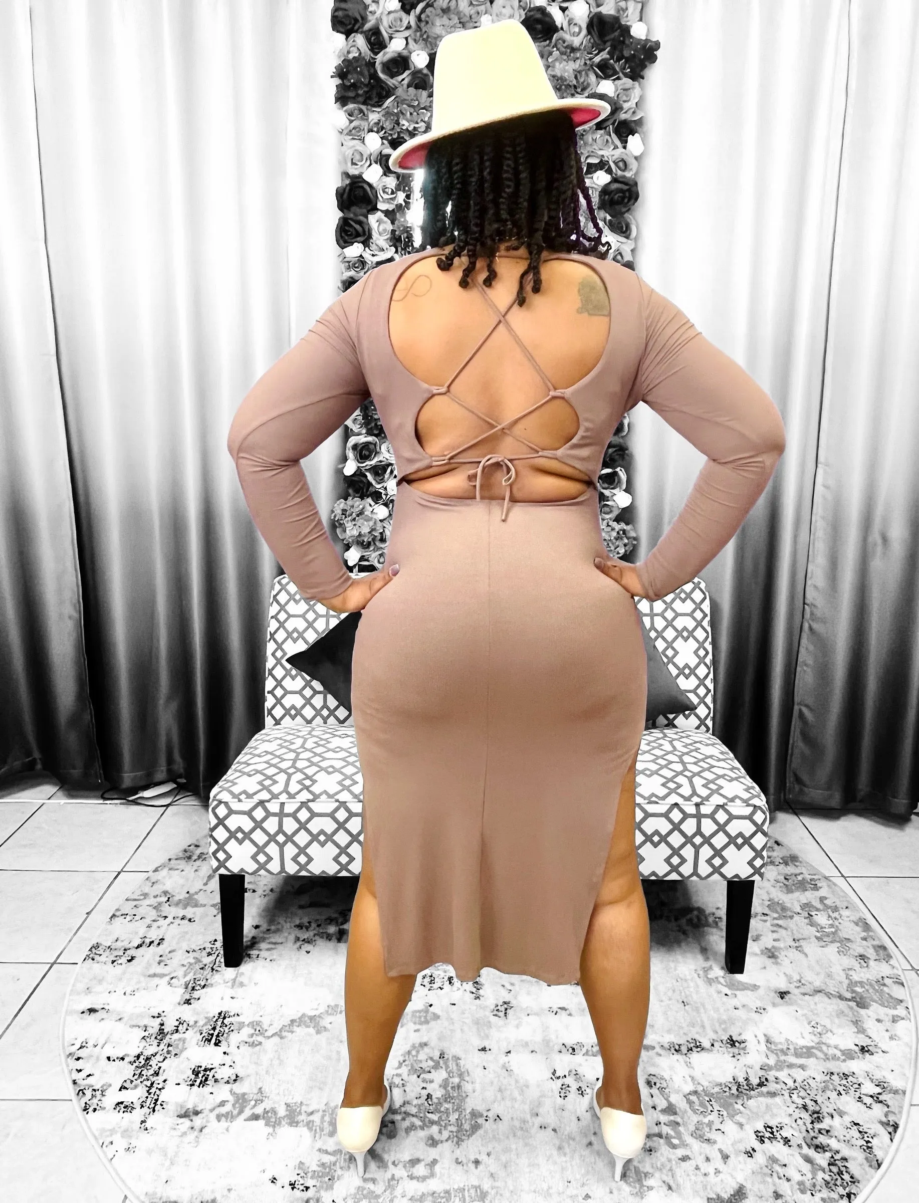 No Answer Midi Dress - Brown