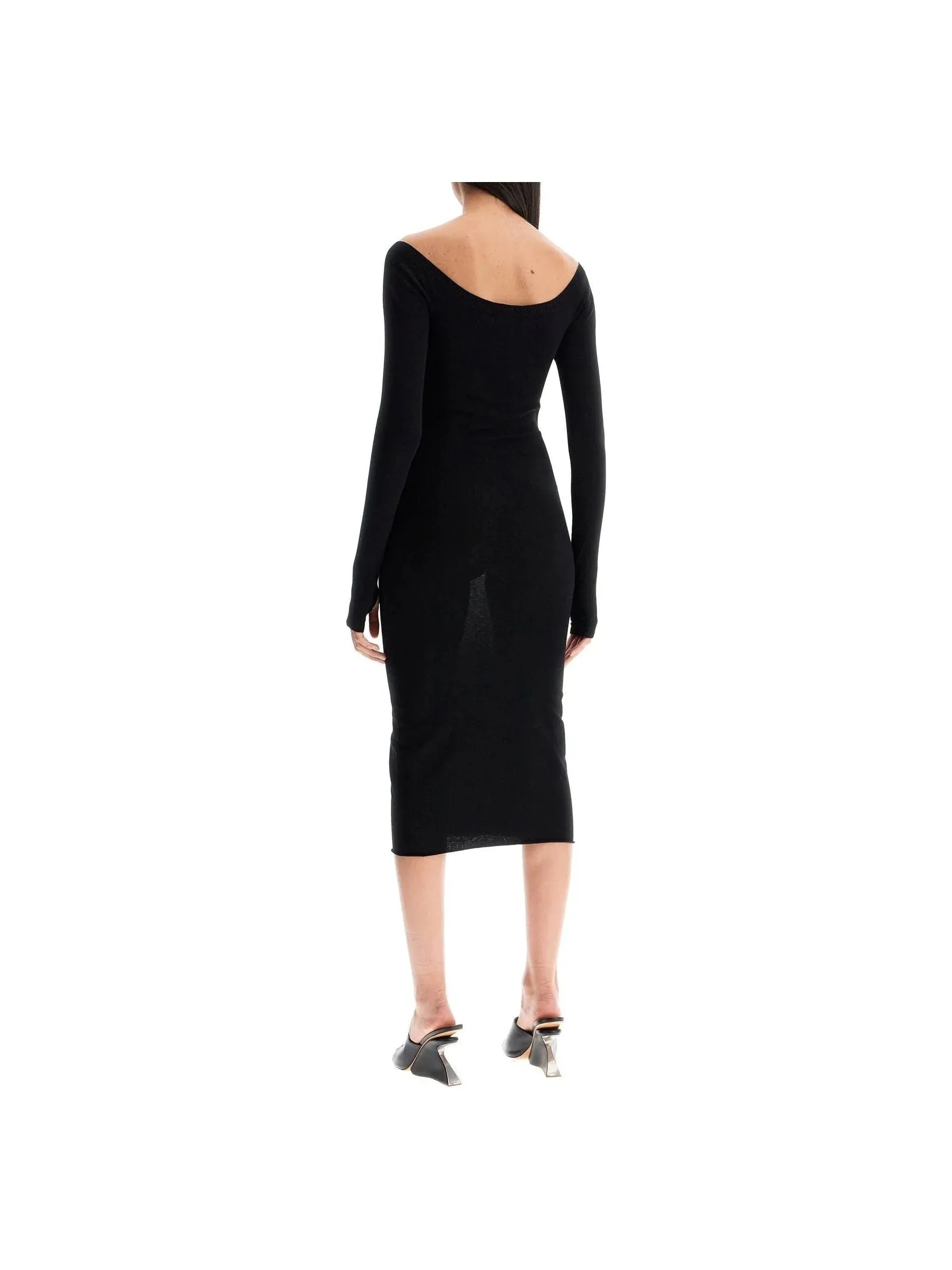 Off-Shoulder Knit Midi Dress