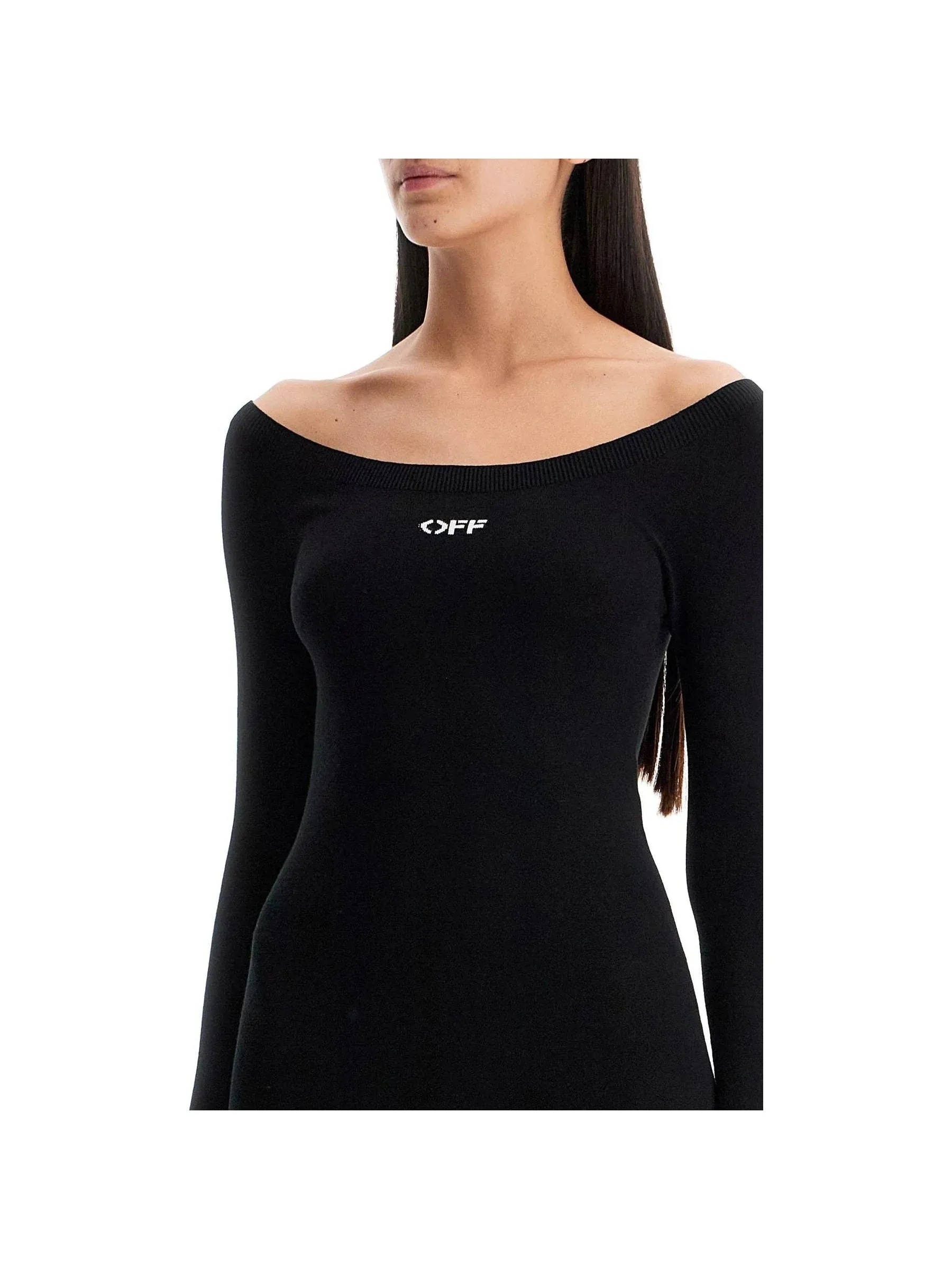 Off-Shoulder Knit Midi Dress