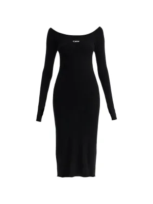 Off-Shoulder Knit Midi Dress
