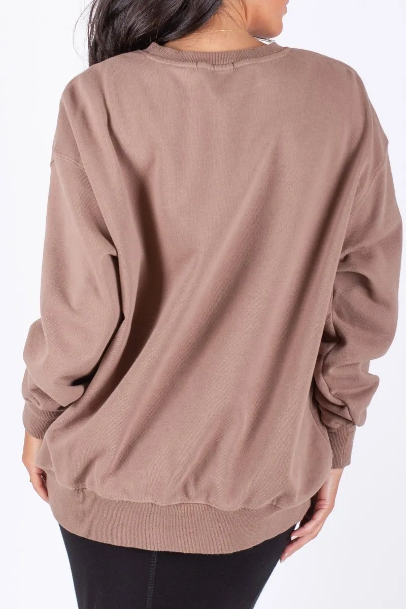 OVERSIZED CREWNECK SWEATSHIRT (MOCHA)