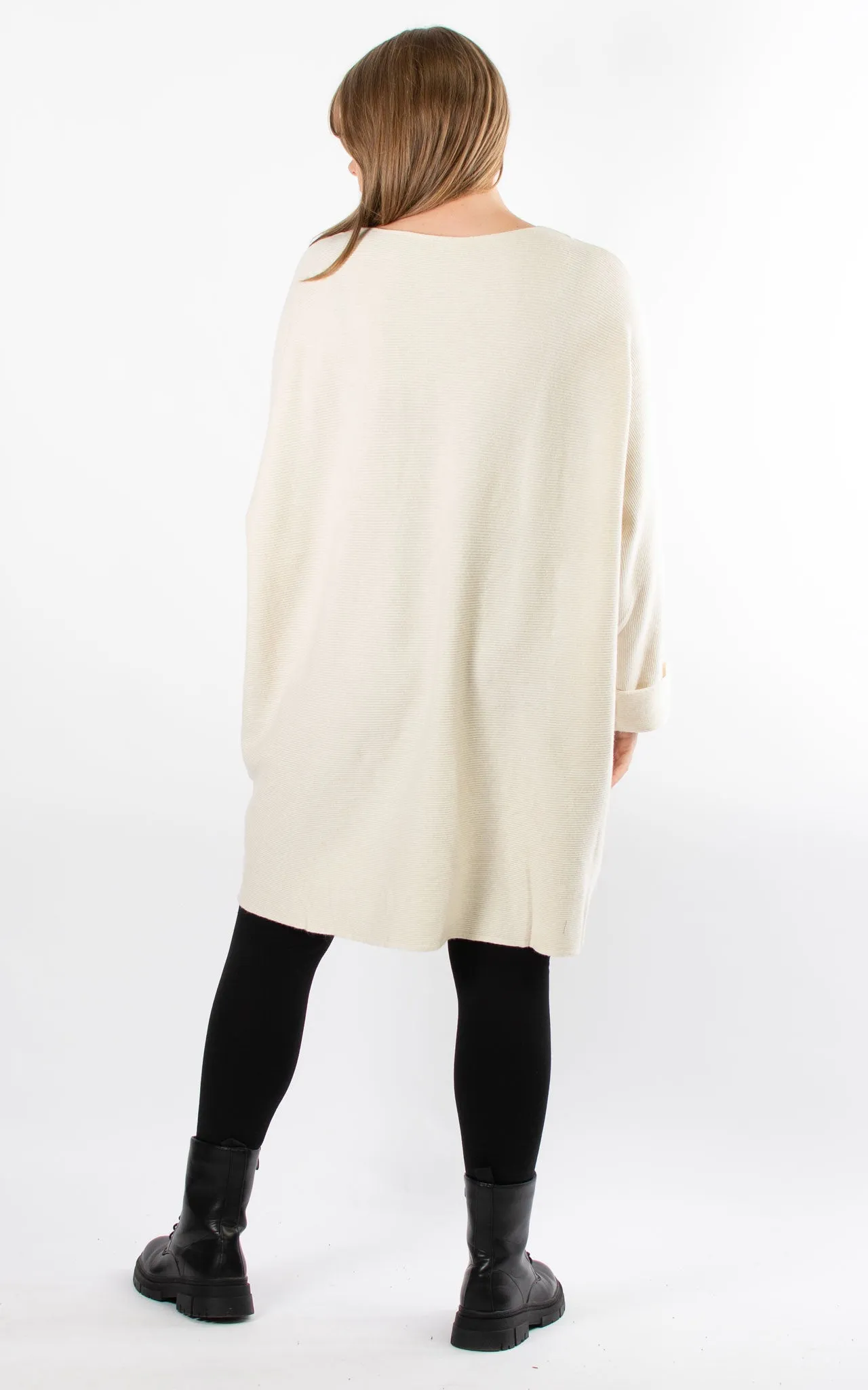 Oversized Ribbed Hi-Lo Jumper | Beige