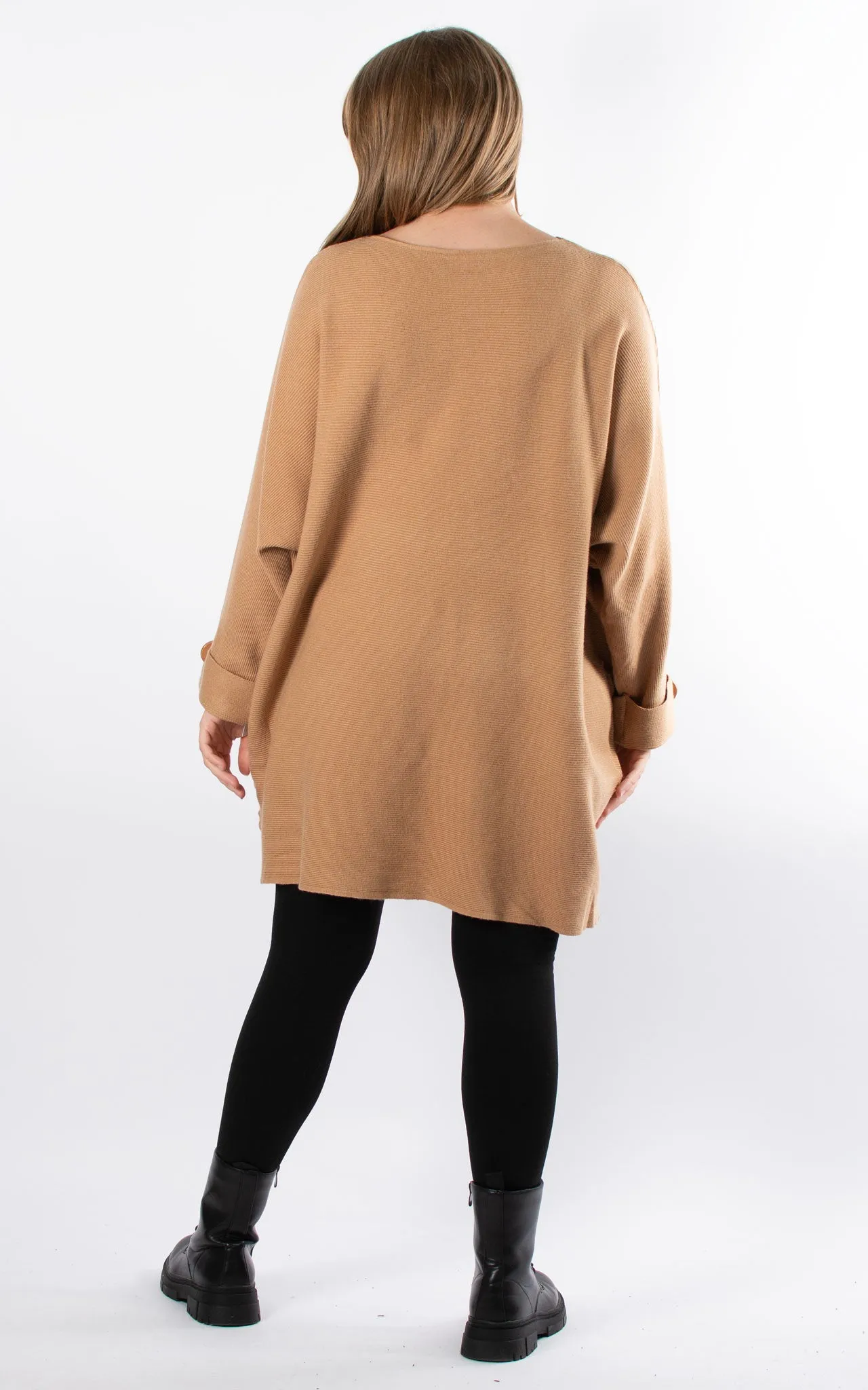 Oversized Ribbed Hi-Lo Jumper | Camel
