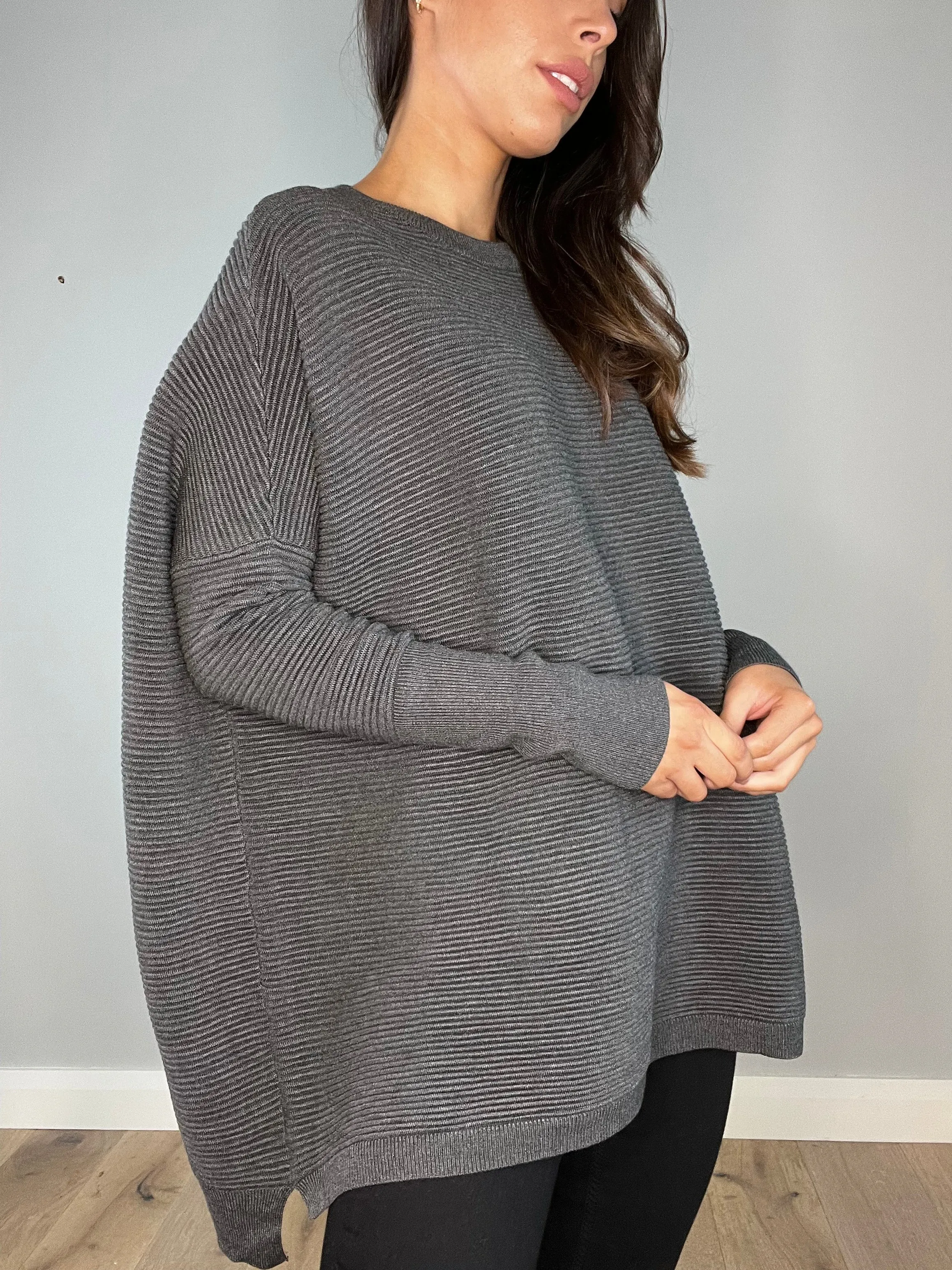 Paisie Cape Jumper in Charcoal Grey