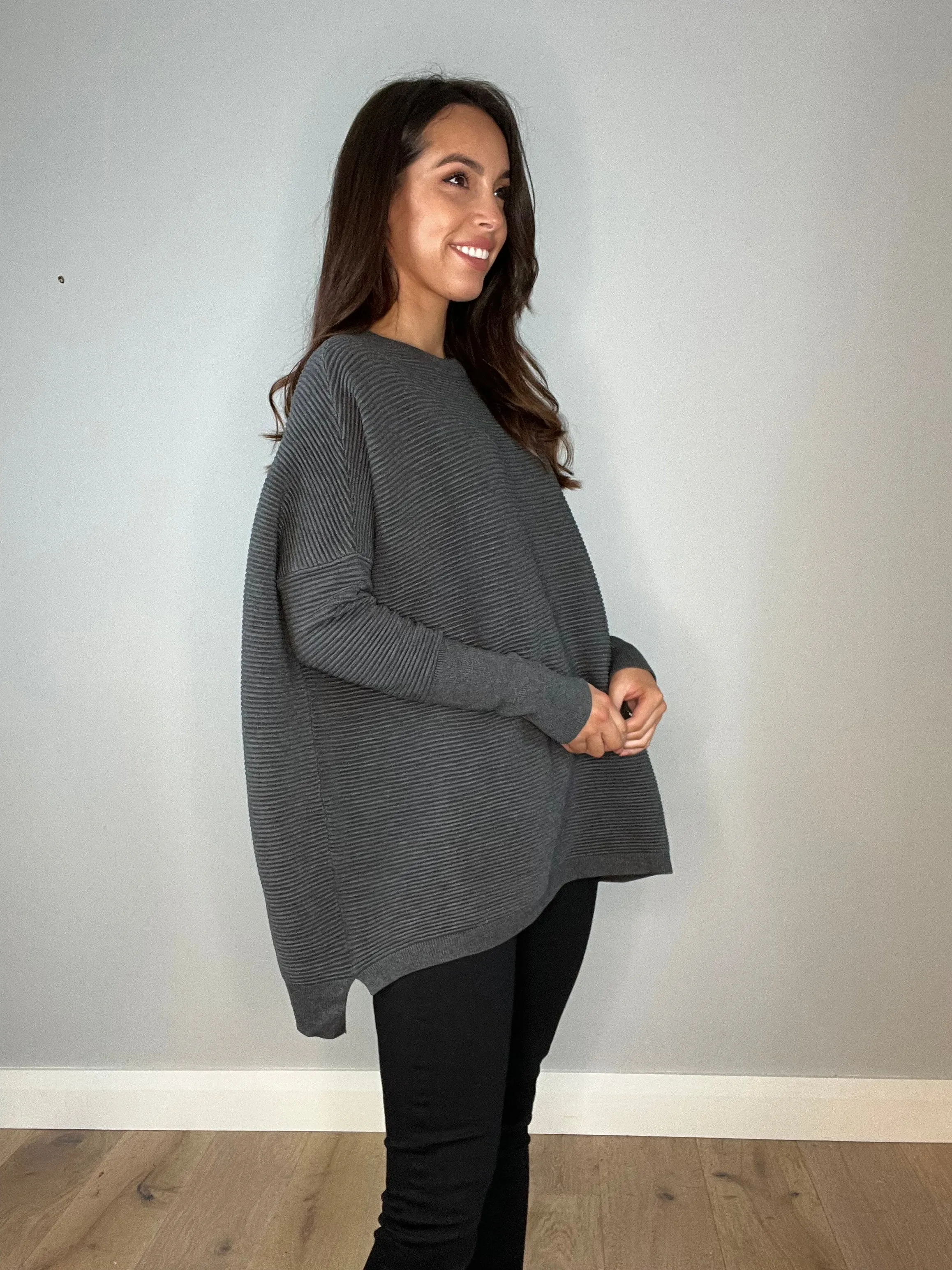 Paisie Cape Jumper in Charcoal Grey