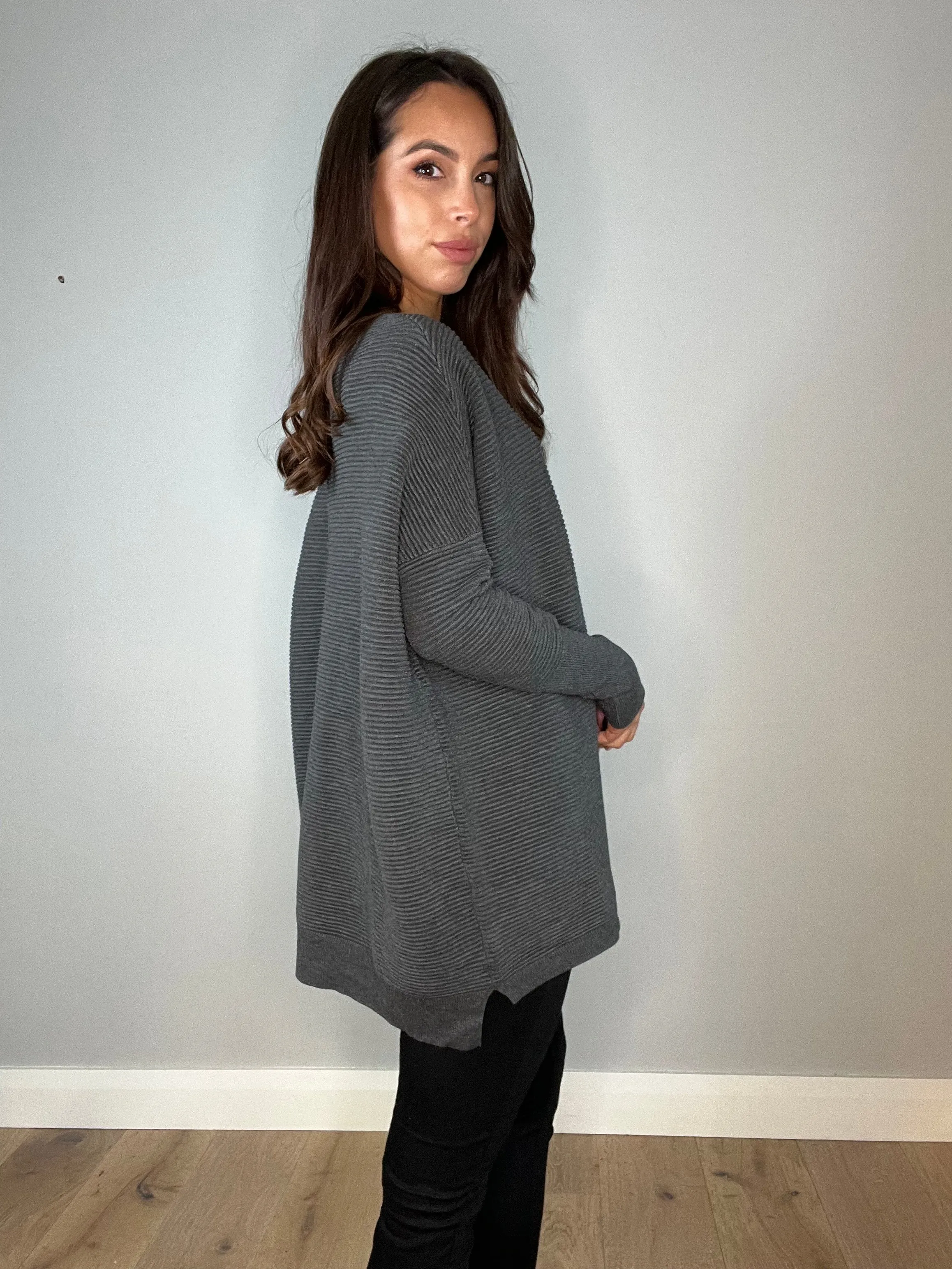 Paisie Cape Jumper in Charcoal Grey