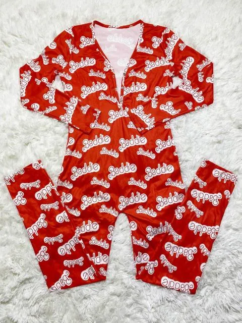Pattern Printing long Sleeve V Neck Jumpsuit