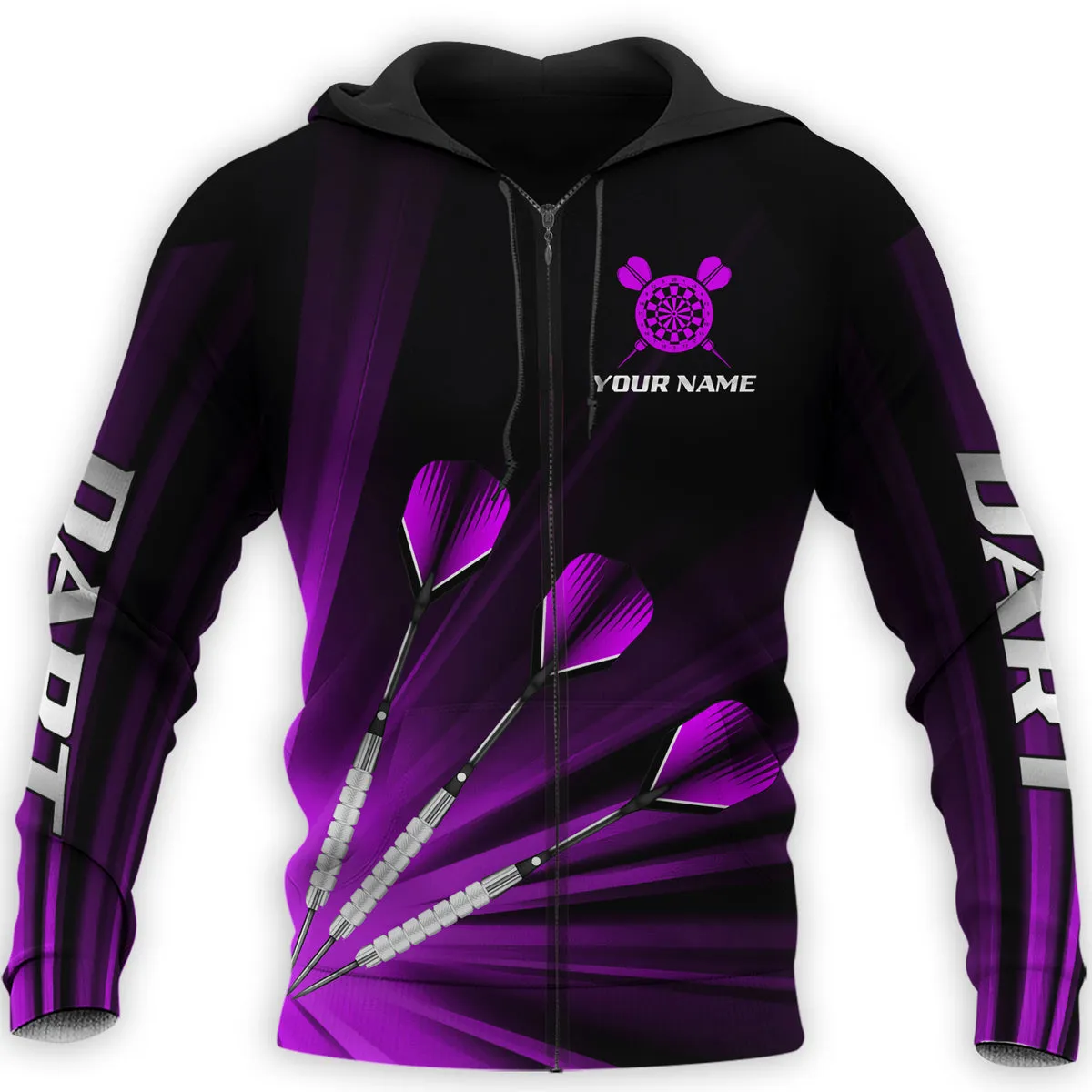 Personalized Name Purple Darts All Over Printed Unisex Sweatshirt Hoodie Christmas Shirt