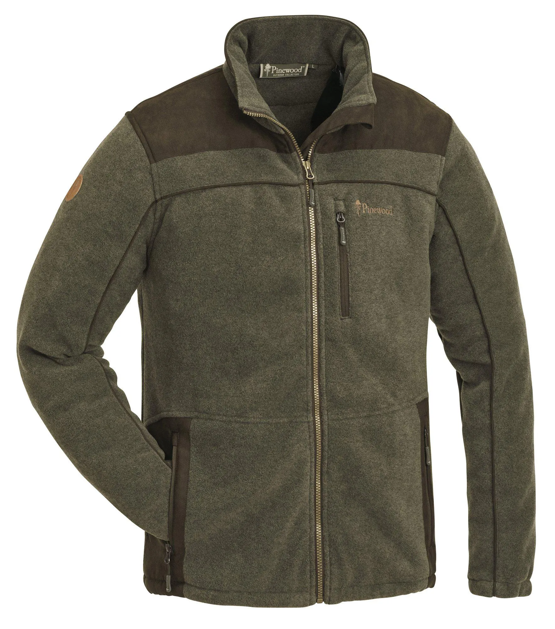 Pinewood® Prestwick Exclusive Fleecejacka Herr / Olive Mel/Suede Brown