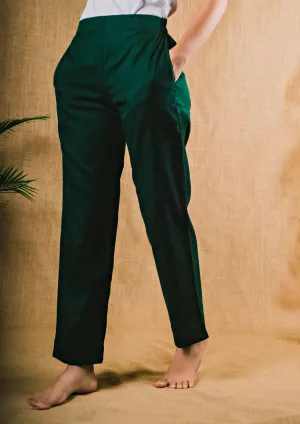 Plus Size Straight Fit Cotton Pants With Pockets