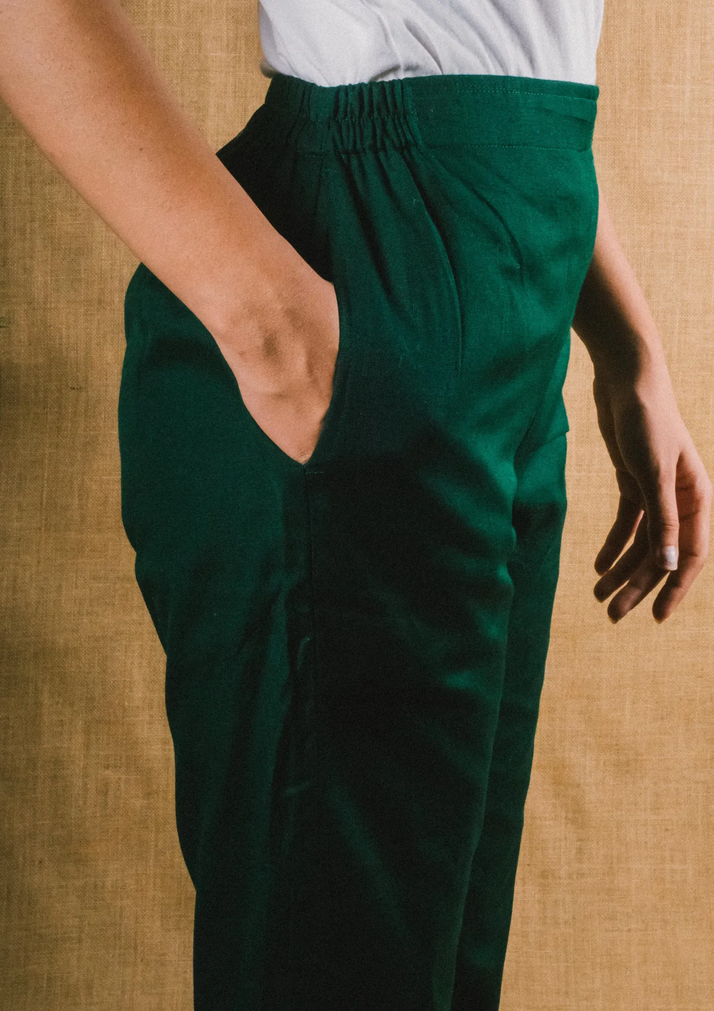 Plus Size Straight Fit Cotton Pants With Pockets