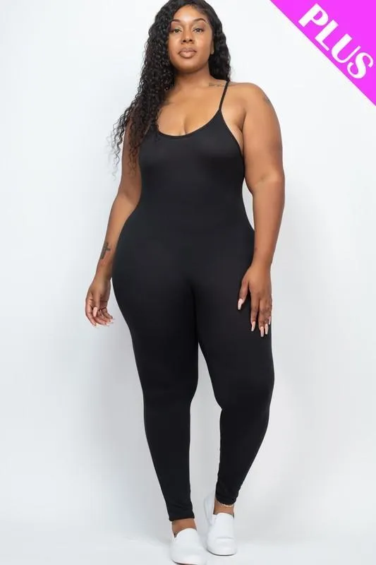 Plus Size White Bodycon Cami Jumpsuit
