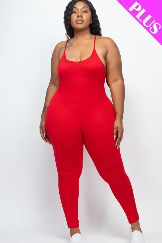 Plus Size White Bodycon Cami Jumpsuit