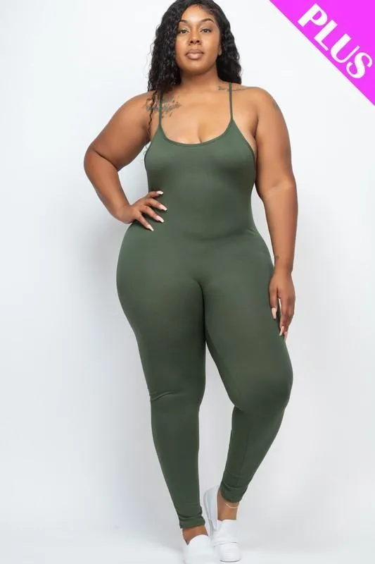 Plus Size White Bodycon Cami Jumpsuit