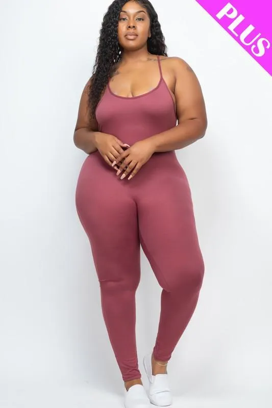 Plus Size White Bodycon Cami Jumpsuit