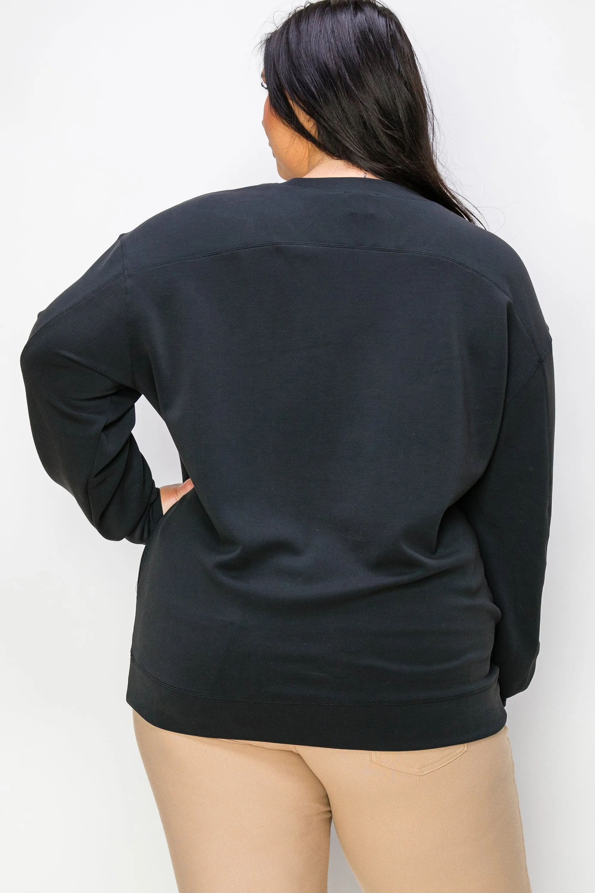 Plus Size Women's Ultra Soft Oversized Crewneck Top
