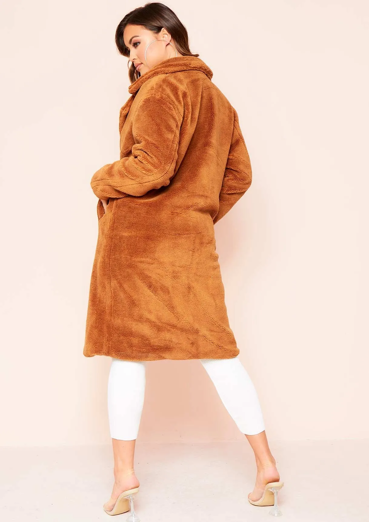 Remy Brown Faux Fur Midi Oversized Coat
