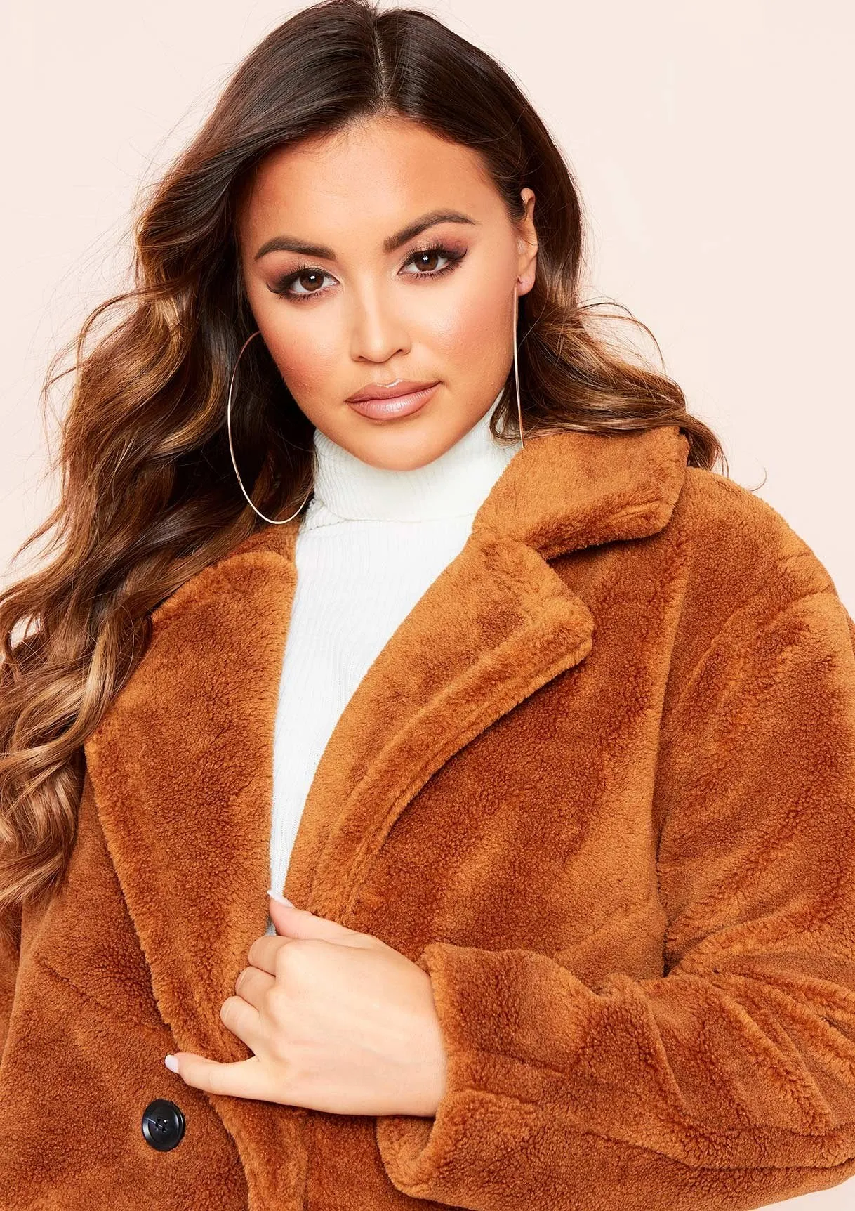 Remy Brown Faux Fur Midi Oversized Coat