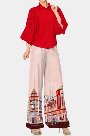 Rodeo Drive Print Straight Pants