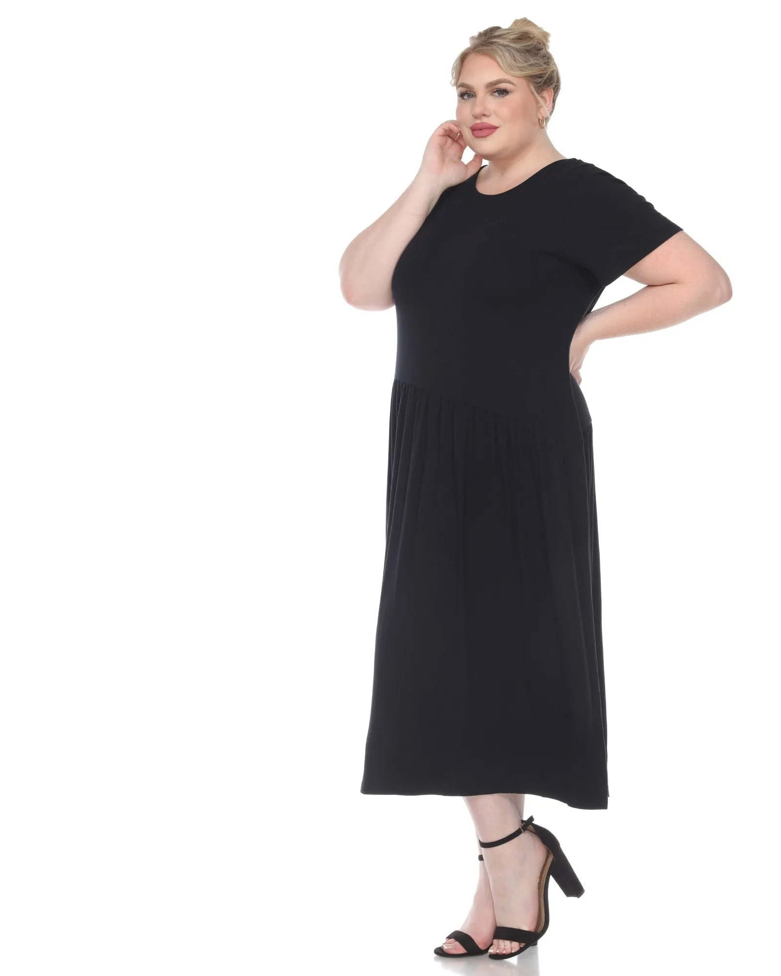 Short Sleeves Maxi Dress | Black
