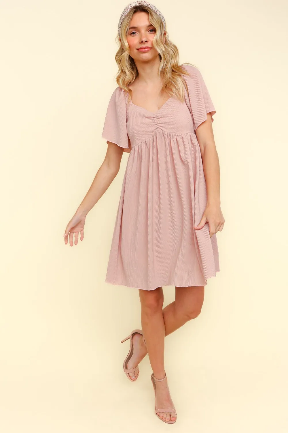 SOLID PLEATED DRESS LINED