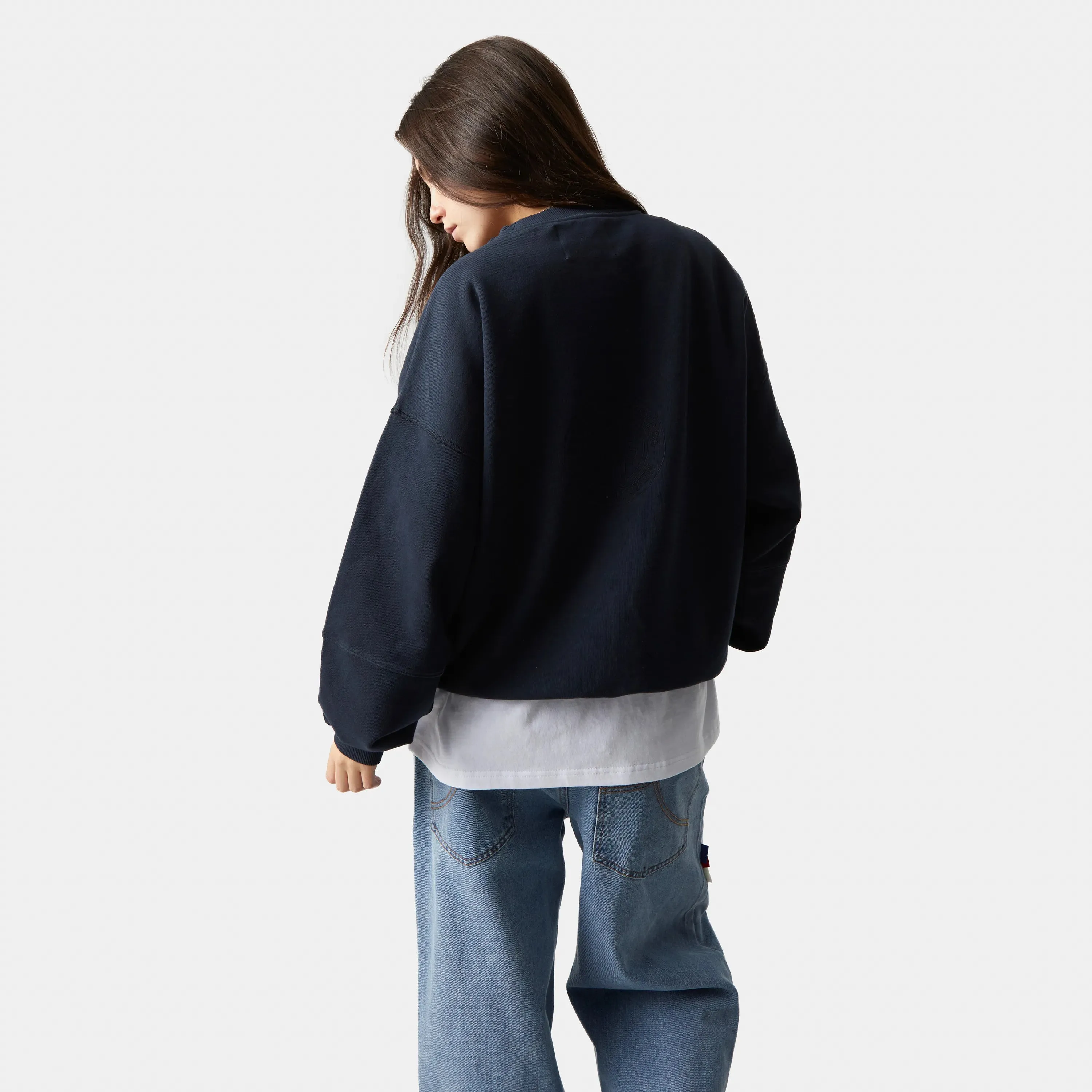 Streak Navy Oversized Crewneck