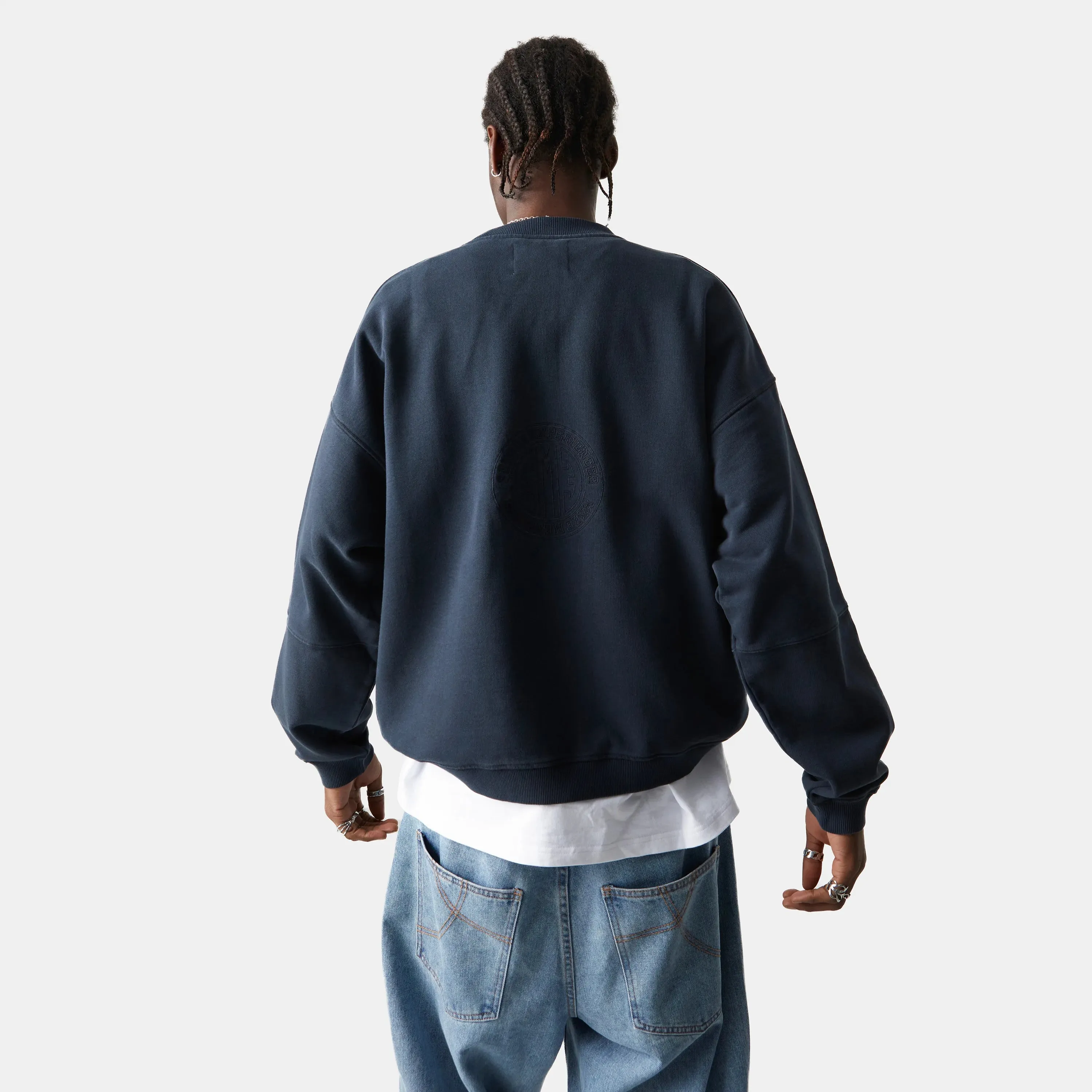Streak Navy Oversized Crewneck