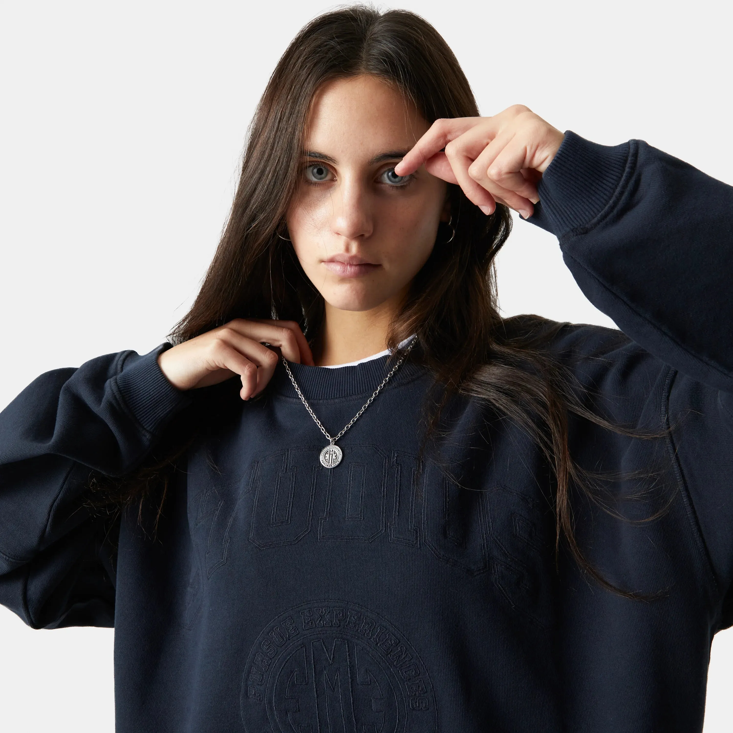 Streak Navy Oversized Crewneck