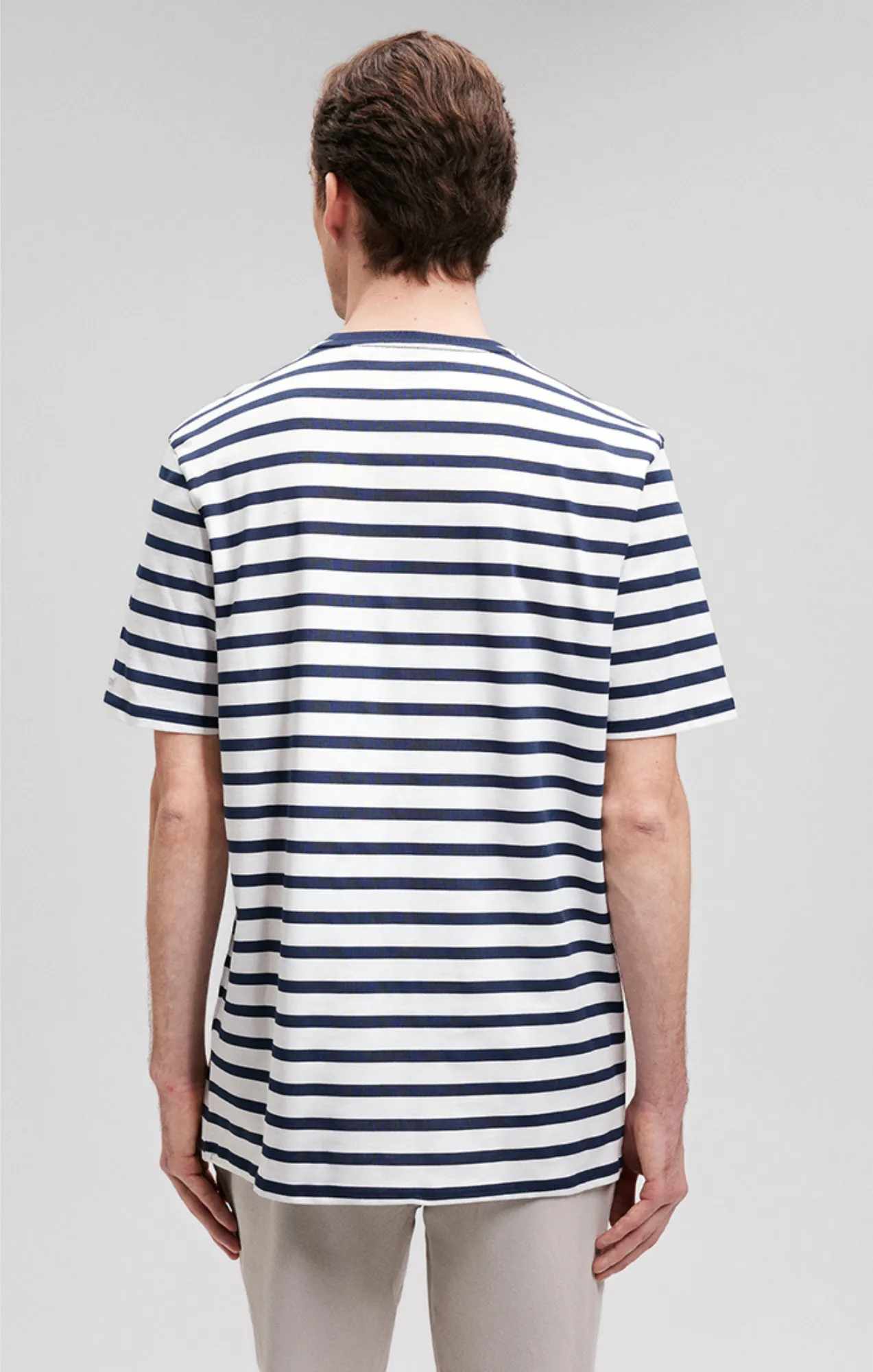 STRIPED CREW NECK T-SHIRT IN NAVY BLAZER