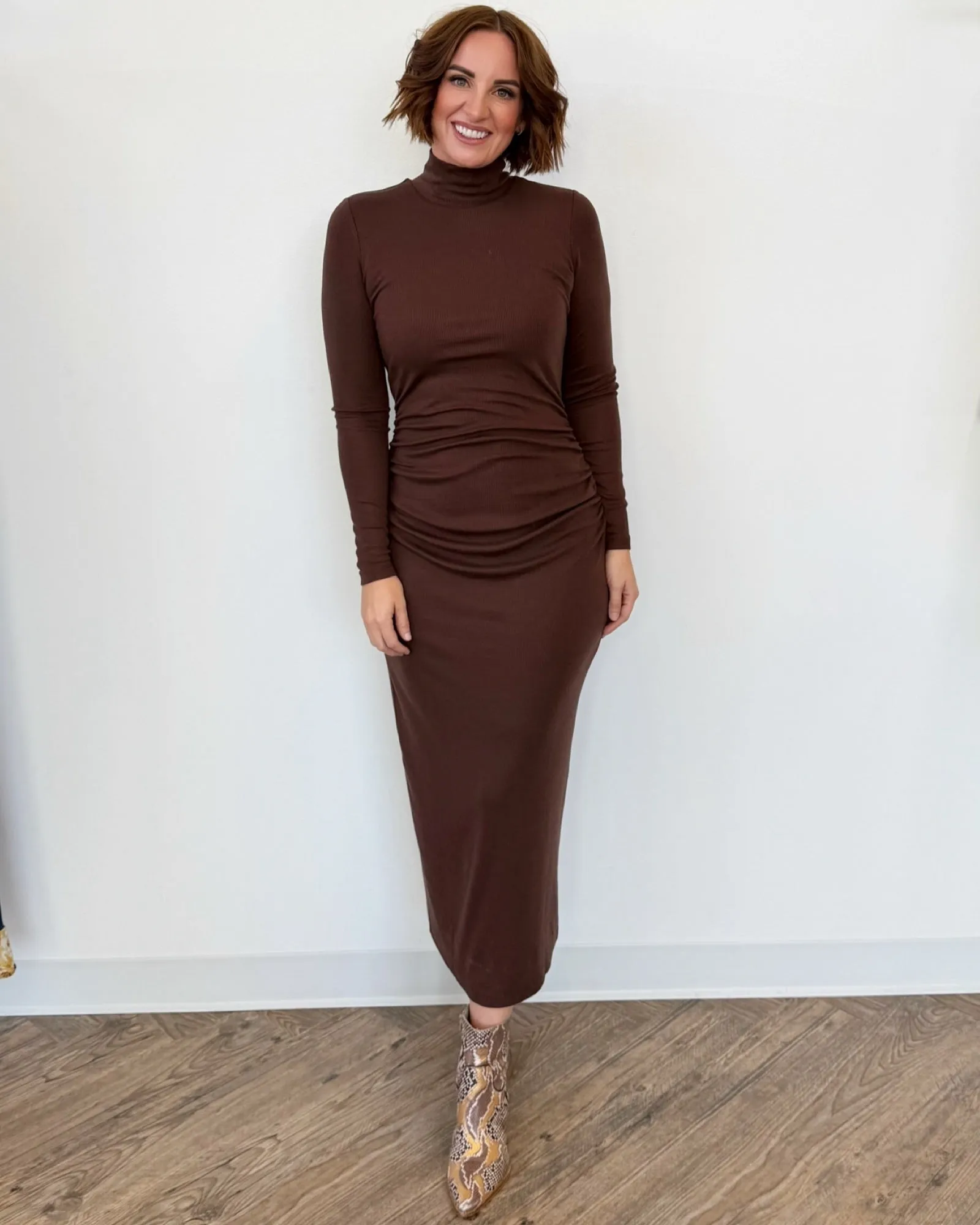 Suzette Ruched Rib Knit Dress