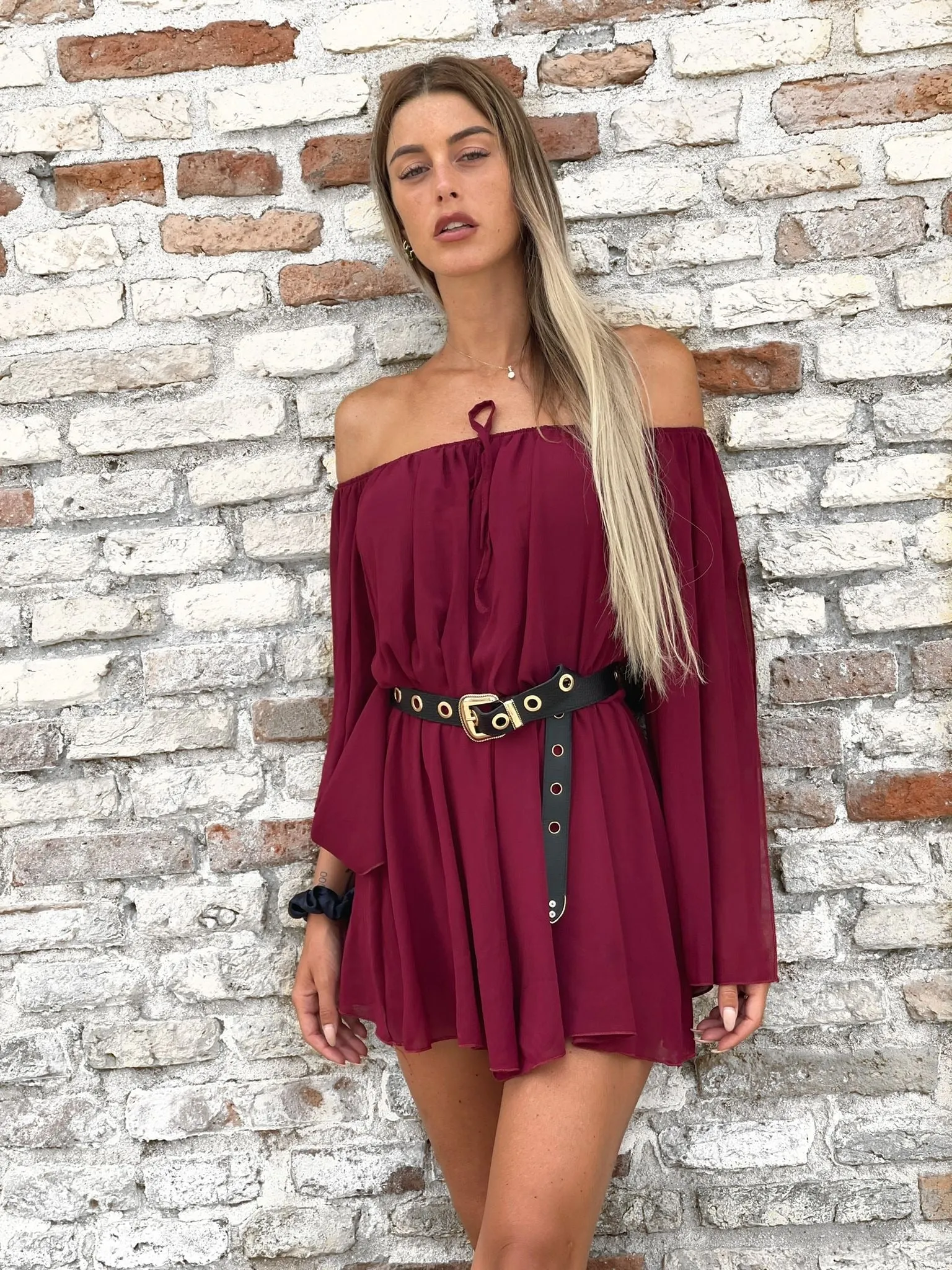 Tutina maniche velate scollo a barchetta