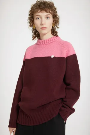 Two-tone jumper in sustainable wool and cashmere