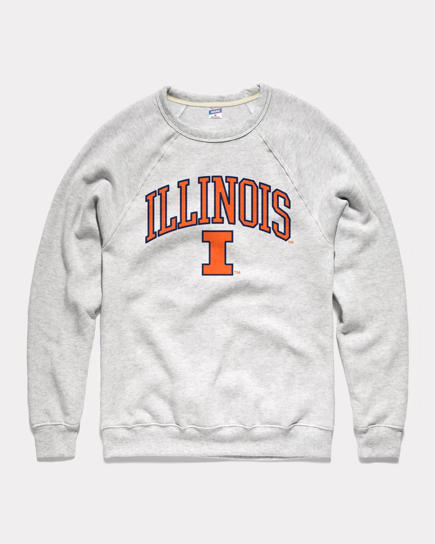 Univ of Illinois Varsity Arch Ash Grey Crewneck