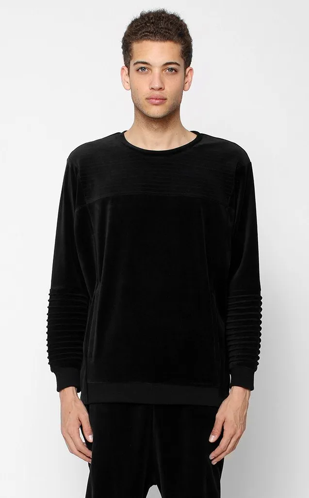 Unknown Harbinger Oversized Black Velour Sweatshirt