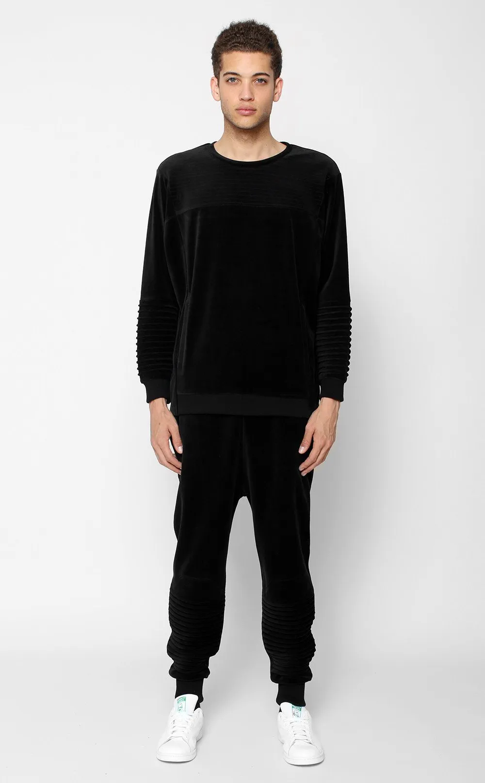 Unknown Harbinger Oversized Black Velour Sweatshirt