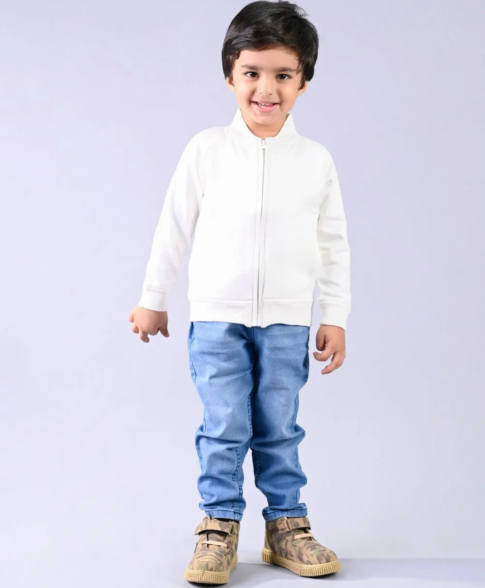 White Cotton Fleece Jacket