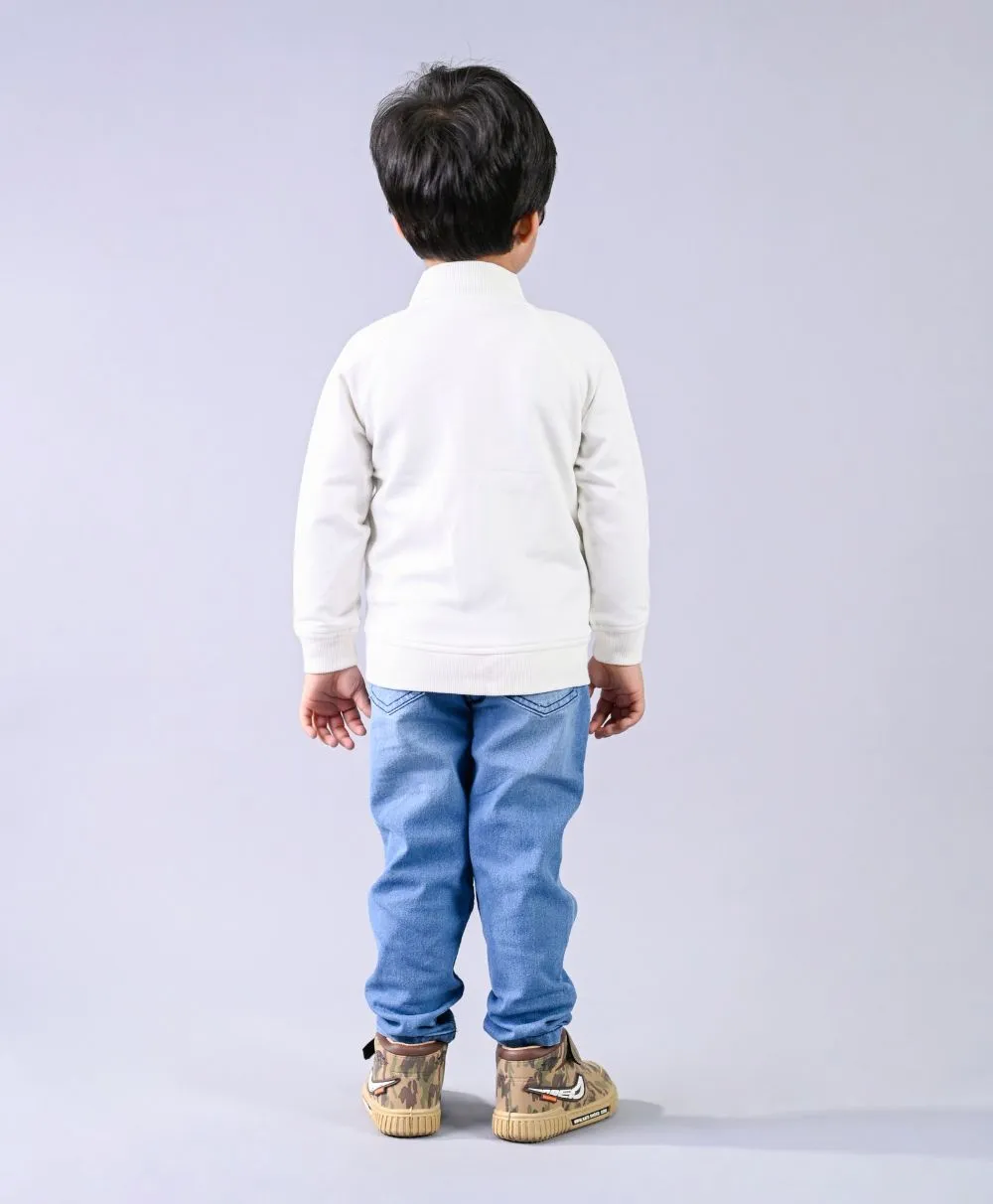 White Cotton Fleece Jacket