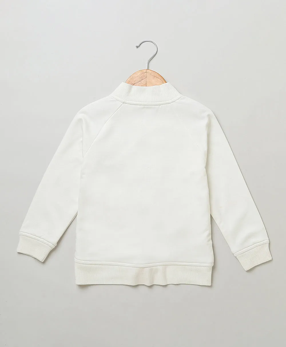 White Cotton Fleece Jacket