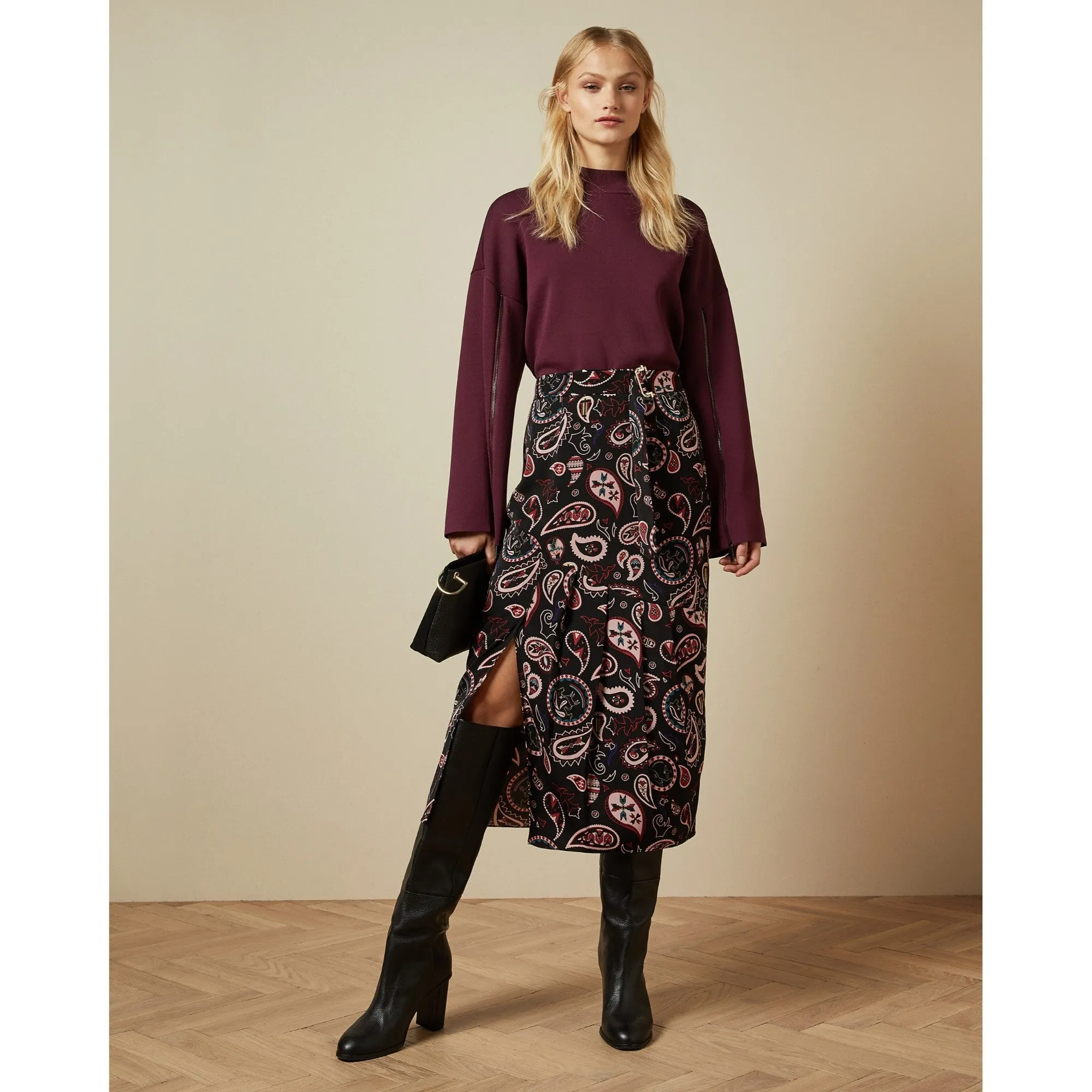 Women Wmk-Bansii-Zip Sleeve Detail Jumper - Dp-Purple
