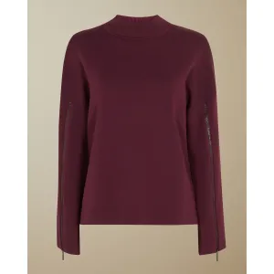 Women Wmk-Bansii-Zip Sleeve Detail Jumper - Dp-Purple