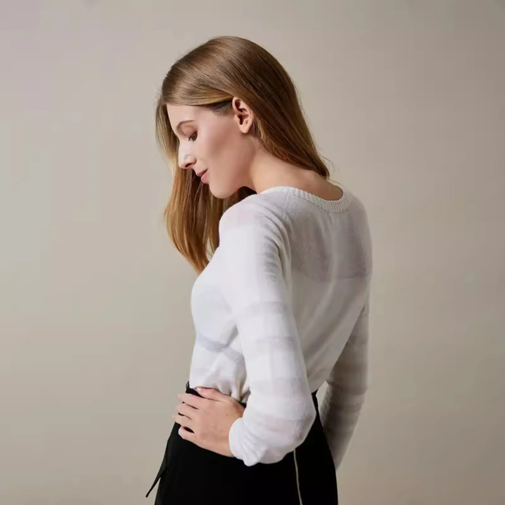 Women Wmk-Kortnee-Stripe Wool Jumper - White