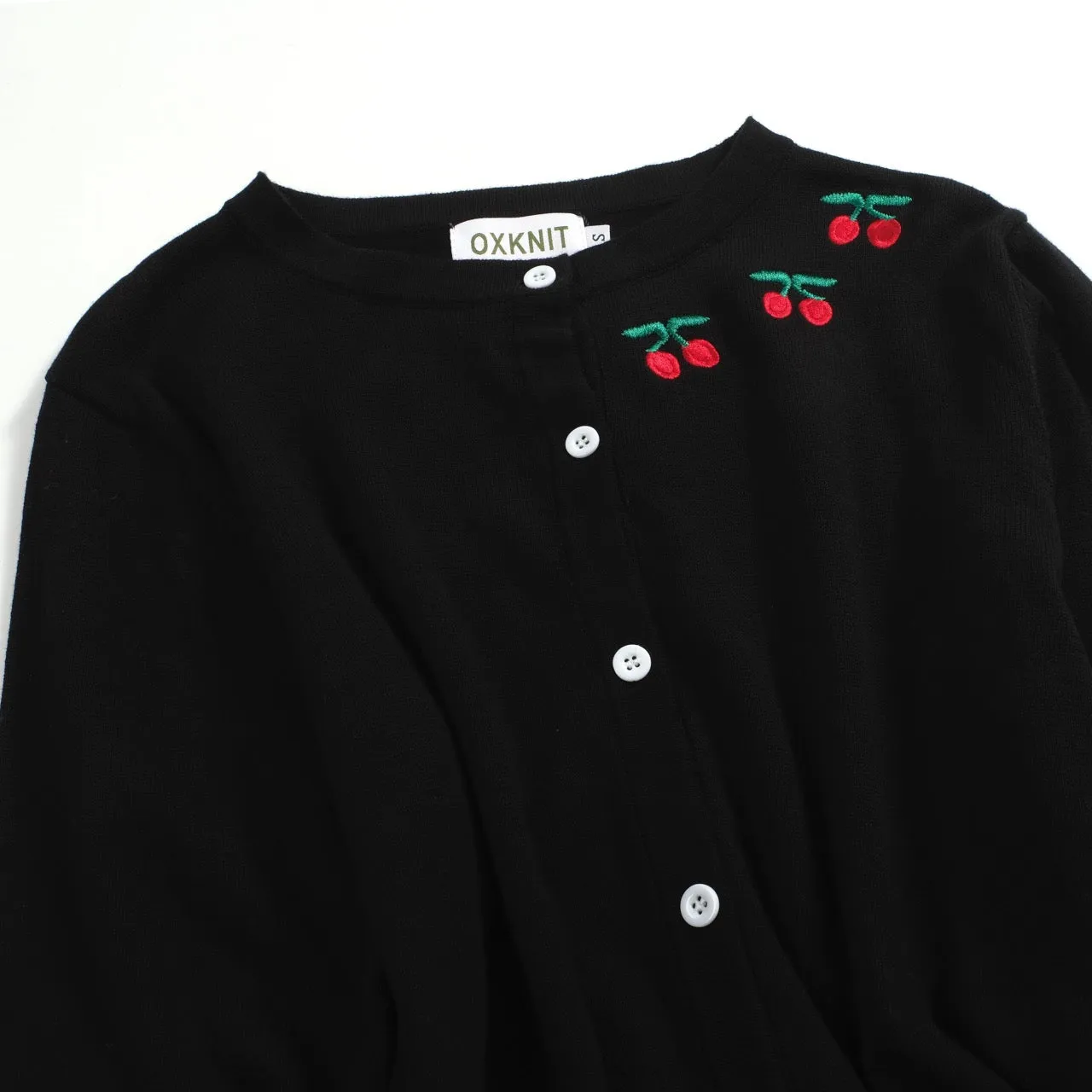 Women's black cherry vintage cardigan sweater