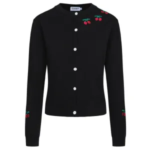 Women's black cherry vintage cardigan sweater