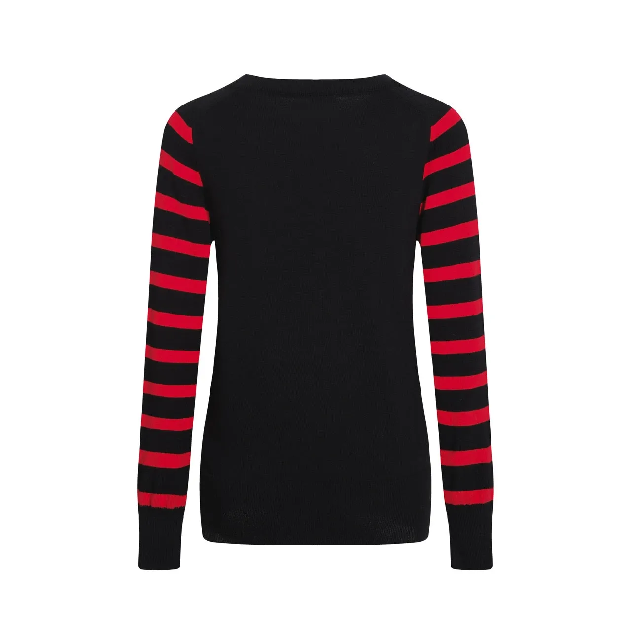 Women's black Christmas tree striped sweater